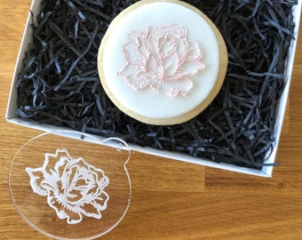 Zarte RosenBlume Keksprägung, Floraler Keksstempel, Fondant Stempel, Hochzeit Keksprägung, Fondant Keksstempel, Florale Prägung