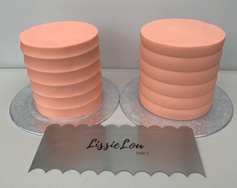 LissieLou Style 1 Metal Double Edged Cake Scraper, Metal Cake Scraper, Metal Cake Combs, Cake Comb, Cake Smoother, Icing Comb, Cake Scraper