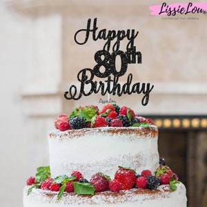Joyeux 80e anniversaire Pretty Cake Topper Glitter Card