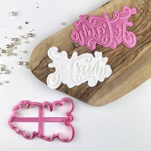 Je T&#39;aime Cookie Cutter and Stamp, Valentines Cookie Cutter, Fondant Embosser, Love Cookie Cutter, Icing Stamp, Heart Cookie Stamp