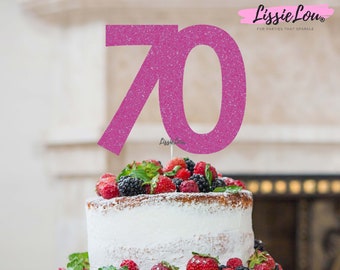 70th Birthday Cake Topper Glitter Card