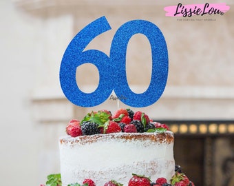 60th Birthday Cake Topper Glitter Card