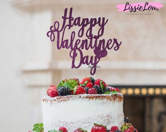 Happy Valentine's Day Cake Topper Glitter Card 