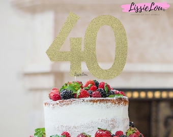 40th Birthday Cake Topper Glitter Card