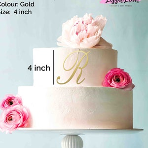 A-Z 4 pulgadas Elegante Script Monograma Single Letter Cake Motif 3mm Premium Acrylic