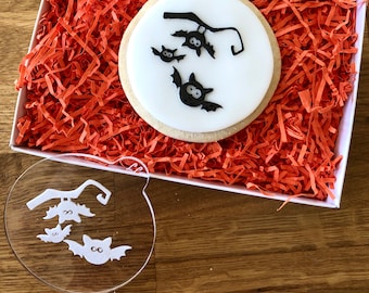 Hanging Bats Cookie Embosser, Halloween Fondant Stamp, Halloween Cookie Embosser, Halloween Cookie Stamp, Icing Stamp, Bat Stamp