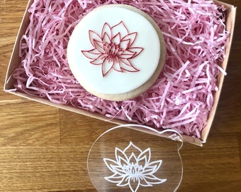 Lotus Flower Cookie Embosser, Diwali Cookie Stamp, Fondant Stamp, Icing Embosser, Diwali Cookie Embosser, Diwali Stamp