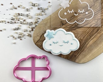 Cute Cloud Cookie Cutter and Embosser, Baby Shower Cookie Embosser, Cookie Cutter, Gender Reveal Cookie Stamp, Icing Stamp