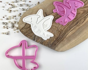 Pterodactyl Cookie Cutter and Stamp, Dinosaur Cookie Cutter, Fondant Embosser, Children Cookie Cutter, Icing Stamp