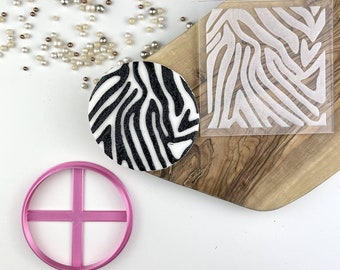 Zebra Animal Print Texture Pattern Cutter and Embosser, Jungle Cookie Cutter, Fondant Embosser, Children Cookie Cutter