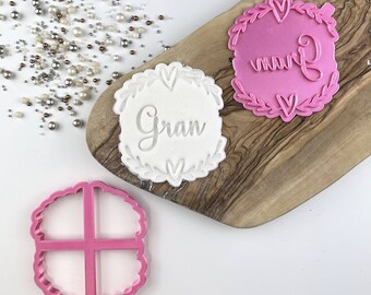 Gran Heart Vine Cookie Cutter Stamp, Mother's Day Baking