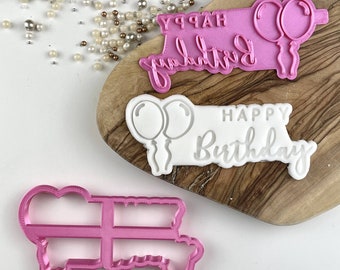 Swirls and Curls Happy Birthday in Two Font Cake Cookie Cutter and Stamp, Happy Birthday Stamp, Birthday Celebrations, Postal Box Ideas