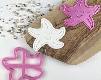 Starfish Cookie Cutter and Stamp, Under the Sea Cookie Cutter, Fondant Embosser, Children Cookie Cutter, Icing Stamp, Ocean Cookie Stamp