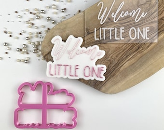Welcome Little One Cookie Cutter and Embosser, Baby Shower Cookie Embosser, Cookie Cutter, Gender Reveal Cookie Stamp, Icing Stamp