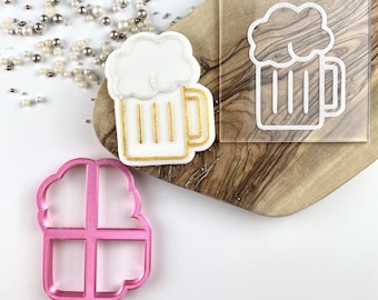 Cortador e relevo de biscoitos de vidro de cerveja, feliz dia dos pais, relevo de biscoitos do dia dos pais, carimbo de biscoitos do pai, ideias para caixa postal