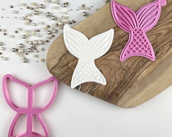 Mermaid Tail Cookie Cutter and Stamp, Under the Sea Cookie Cutter, Children Cookie Cutter, Icing Stamp, Cookie Stamp, Fondant Embosser