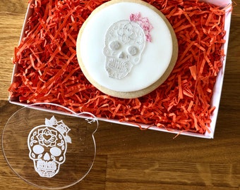 Skull Style 1 Cookie Embosser, Halloween Fondant Stamp, Halloween Cookie Embosser, Fondant Embosser, Halloween Cookie Stamp, Icing Stamp