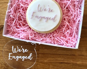 We’re Engaged Cookie Embosser, Engagement Cookie Stamp, Fondant Stamp, Icing Embosser, Fondant Cookie Stamp, Engagement Embosser