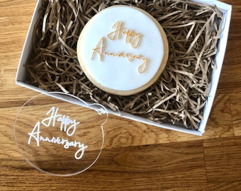 Happy Anniversary Cookie Embosser, Heart Cookie Stamp, Fondant Embosser, Wedding Cookie Stamp, Cookie Embosser, Anniversary Cookie Cutter