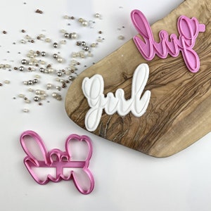 Girl in Florence Font Cookie Cutter and Stamp, Baby Shower Cookie Cutter, Fondant Embosser, Gender Reveal Cookie Stamp, Cookie Embosser