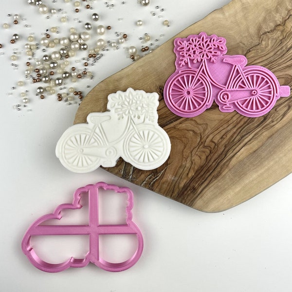 Bicycle with Flowers Cookie Cutter and Stamp, Floral Cookie Stamp, Wedding Cookie Embosser, Mother's Day Cookie Cutter, Postal Box Ideas