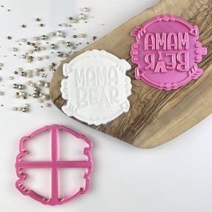 Mama Bear Wild One Style Cookie Cutter and Stamp, Baby Shower Cookie Cutter, Fondant Embosser, Gender Reveal Cookie Stamp, Icing Stamp