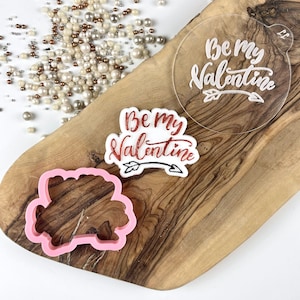 Mini Be My Valentine Cookie Cutter and Embosser, Valentines Cookie Cutter, Love Cookie Cutter, Fondant Stamp, Love Heart Cookie Embosser