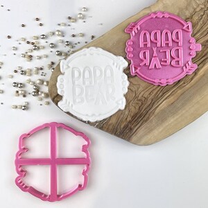 Papa Bear Wild One Style Cookie Cutter and Stamp, Baby Shower Cookie Cutter, Fondant Embosser, Gender Reveal Cookie Stamp, Icing Stamp