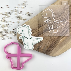 T-Rex Cookie Cutter and Embosser, Dinosaur Cookie Cutter, Fondant Embosser, Children Cookie Cutter, Icing Stamp, Dinosaur Cookie Stamp