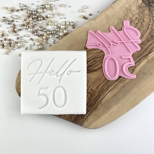 Hello Number Cookie Cutter and Stamp, Birthday Cookie Cutter, Age Cookie Embosser, Number Cookie Stamp, Number Cookie Cutter