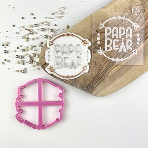 Papa Bear Wild One Style Cookie Cutter and Embosser, Baby Shower Cookie Embosser, Cookie Cutter, Gender Reveal Cookie Stamp, Icing Stamp