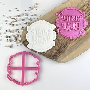 Sister Bear Wild One Style Cookie Cutter and Stamp, Baby Shower Cookie Cutter, Fondant Embosser, Gender Reveal Cookie Stamp, Icing Stamp