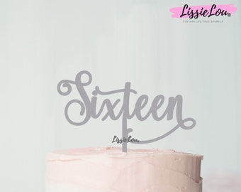 Sixteen Swirly Font 16th Birthday Cake Topper Premium 3mm Acrylic