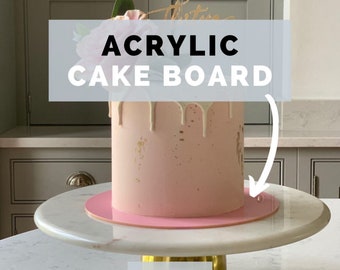 10  inch Acrylic Cake Board, Reusable Cake Board, 3mm Cake Drum, High Quality Cake Board, Wedding Cake Board, Gold Cake Plate