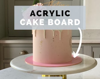 6 inch Acrylic Cake Board, Reusable Cake Board, 3mm Cake Drum, High Quality Cake Board, Wedding Cake Board, Gold Cake Plate