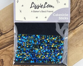 Blue & Gold Fleck Acrylic Cakesicle Lollipop Sticks, Cakesicle Sticks, Acrylic Cakesicle Sticks, Lollipop Sticks, Acrylic Sticks
