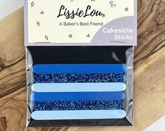 Couleurs bleues Sticks de Cakesicle en acrylique, Bâtonnets de Cakesicle en acrylique, Bâtonnets de cakesicle en acrylique, Bâtonnets de sucette, Bâtonnets de Cake Pop réutilisables