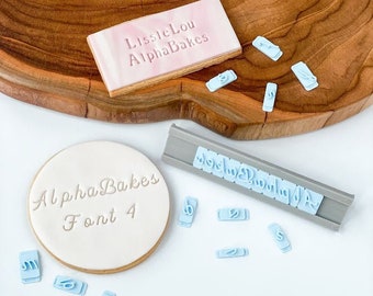 AlphaBakes Font 4 Stamp Tiles, Letters on a Bar, Cookie Stamp, Letter Stamp Tiles, Number Symbol Stamp Tiles, Cookie Decorating, Clay Tool