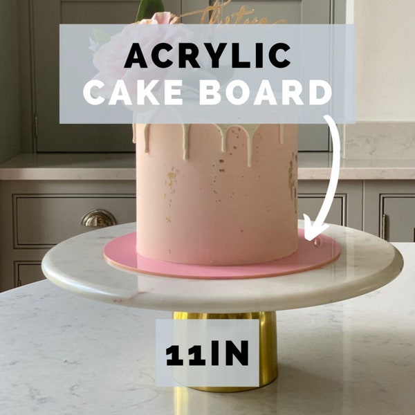 11  inch Acrylic Cake Board, Reusable Cake Board, 3mm Cake Drum, High Quality Cake Board, Wedding Cake Board, Gold Cake Plate