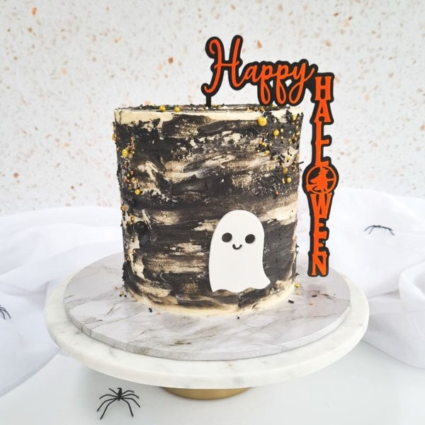 Happy Halloween Over The Edge Happy Halloween Double Layer Cake Topper Premium 3mm Acrylic