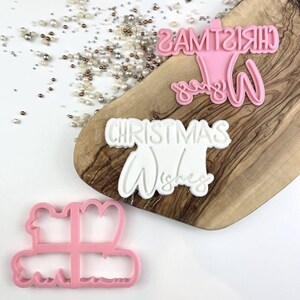 Christmas Wishes Cookie Cutter and Stamp, Christmas Cookie Cutter, Merry Christmas Cookie Embosser, Xmas Cookie Stamp, Icing Stamp