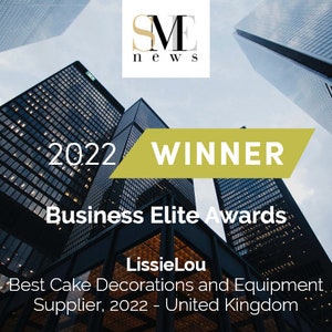 May include: A gold and white award certificate with the text "2022 WINNER Business Elite Awards" and the name "LissieLou" below. The certificate is against a backdrop of a city skyline.