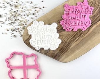 Best Mum Ever Floral Cookie Cutter and Stamp