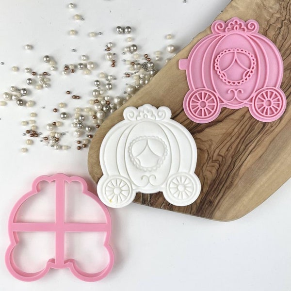 Princess Carriage Cookie Cutter and Stamp by Catherine Marie Cake, Princess Cookie Stamp, Fairy Cookie Embosser, Princess Cookie Embosser