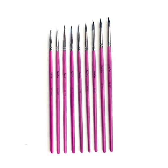 Set of 9 Lissielou Pointed Paint Brush Set All Sizes, Baking Tools