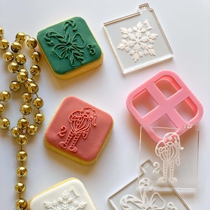 12 Days of Christmas Advent Calendar Cookie Embosser and Cutter Set by Cookie Concept, Christmas Cookie Cutter, Christmas Advent Calendar