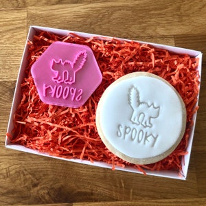 Spooky Cat Cookie Stamp, Fondant Embosser, Halloween Cookie Stamp, Halloween Fondant Stamp, Halloween Cookie Stamp, Icing Stamp