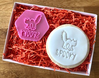 Spooky Cat Cookie Stamp, Fondant Embosser, Halloween Cookie Stamp, Halloween Fondant Stamp, Halloween Cookie Stamp, Icing Stamp