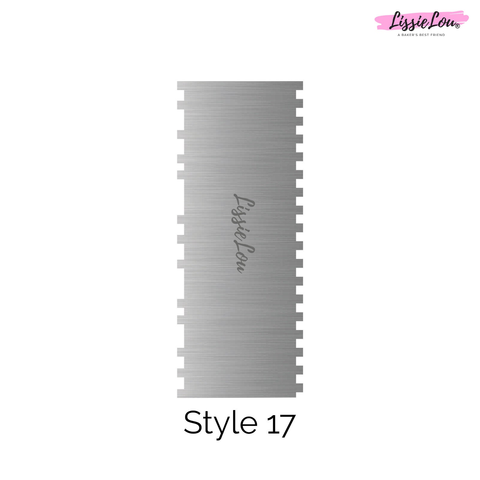 Lissielou Style 17 Metal Double Edged Cake Scraper, Metal Cake Scraper, Cake  Smoother, Cake Comb, Cake Scraper, Metal Cake Combs, Icing Comb 