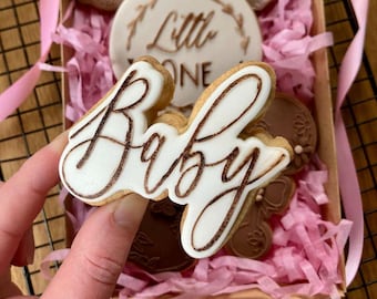 Baby Shower Cookie Cutter and Embosser, Florence Font